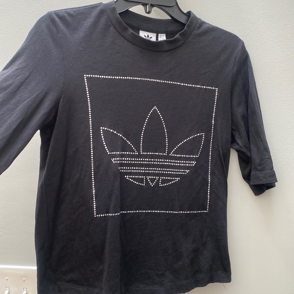 Super cute rhinestone studded Adidas top
